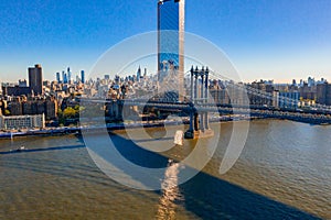 Beautiful Manhattan Bridge on the East River in New York City, USA