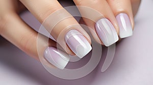 Beautiful manicure. Long almond shaped nails. Nail design. Manicure with gel polish. Close-up of the hand of a young