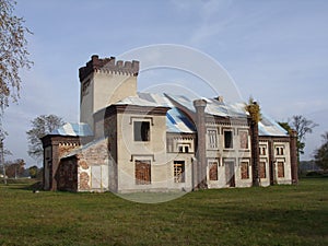 The beautiful mansion in parc with old gate