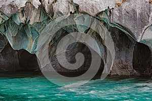 Beautiful marble caves in Patagonia, Chile.