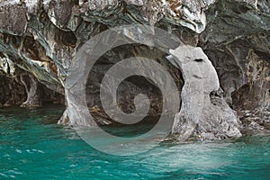 Beautiful marble caves in Patagonia, Chile.