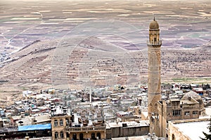 Beautiful Mardin old city landscape from Minaret of the Great Mosque.