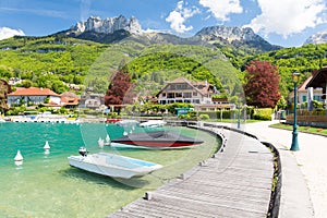 Beautiful marina in Talloires village on Lake Annecy, France