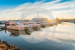 Beautiful marina in touristic Vilamoura, Quarteira, Algarve, Portugal