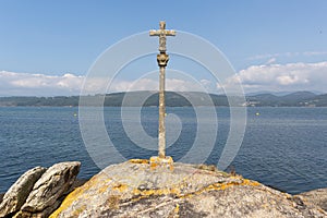 Beautiful marine landscape with stone cross called cruceiro photo