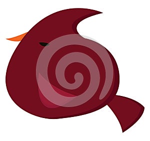A beautiful maroon-colored bird with an orange nose vector or color illustration
