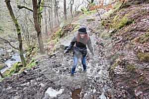 Beautiful mature brunette outraged by being stuck in mud