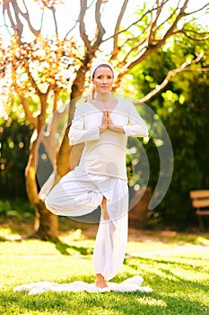 Beautiful mature woman meditating