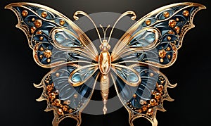 Beautiful mechanical butterfly, steampunk animal, 3d illustration.