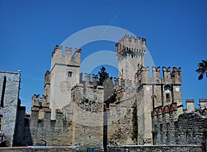 Beautiful medieval castle in Sirmione at Lake Garda