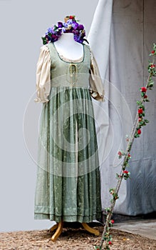 Beautiful medieval dress on display