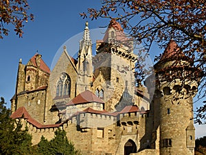 Beautiful medieval Kreuzenstein castle in Leobendorf village. Near Vienna, Austria - Europe. Autumn day. photo