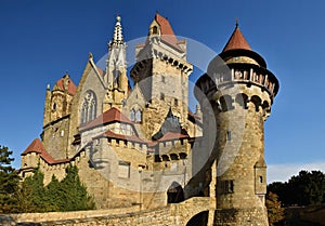 Beautiful medieval Kreuzenstein castle in Leobendorf village. Near Vienna, Austria - Europe. Autumn day. photo