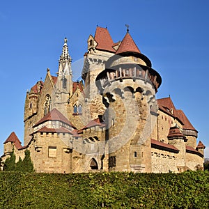 Beautiful medieval Kreuzenstein castle in Leobendorf village. Near Vienna, Austria - Europe. Autumn day. photo