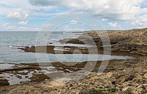 Beautiful Mediterranean coast against the background of clouds