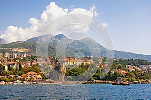 Beautiful Mediterranean landscape. Montenegro. View of coastal town of Herceg Novi