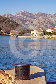 Beautiful Mediterranean landscape on sunny winter day. Montenegro, Bay of Kotor