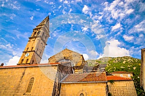 Beautiful mediterranean landscape - town Perast, Kotor bay Boka Kotorska, Montenegro