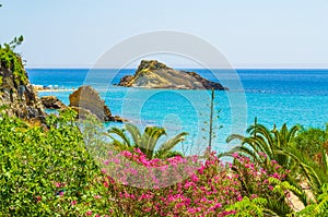 Beautiful Mediterranean scenery Platis Gialos Beach Kefalonia island Greece
