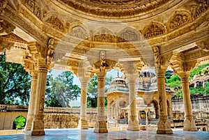 Beautiful memorial grounds to Maharaja Sawai Mansingh II and family constructed of marble. Gatore Ki Chhatriyan, Jaipur, Rajasthan photo