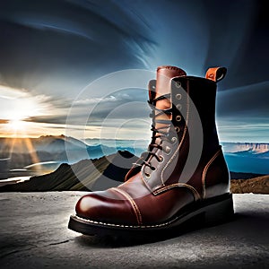 Beautiful men leather shoes illustration - ai generated image