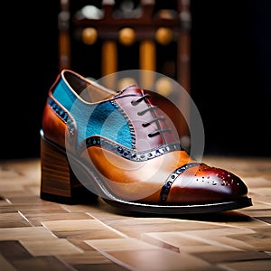 Beautiful men leather shoes illustration - ai generated image