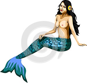 Beautiful Mermaid Myth Figure Vector