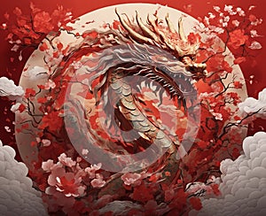 Beautiful and Mesmerising Lunar Year 2024 of chinese dragon - Ai illustration