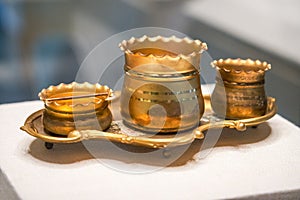 Beautiful metal brass wineware and tableware