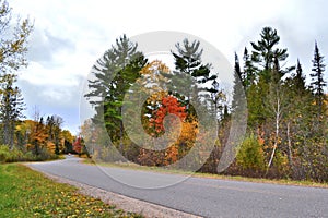 Beautiful Michigan October Fall Scenic Twisty Road