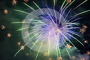 Beautiful mid-August holiday fireworks in Follonica, Tuscany, Italy