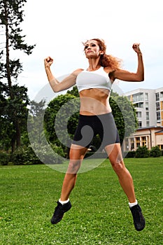 Beautiful middleaged woman working out