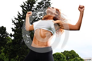 Beautiful middleaged woman working out