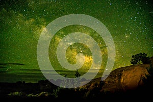 Beautiful Milky way shot at Arches National Park Utah USA. Astronomy site Utah low light pollution famous tourist spot