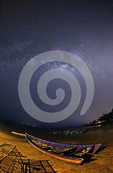 Beautiful Milkyway and Fishing Boat