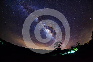 Beautiful milkyway on a night sky, Long exposure photograph, with grain