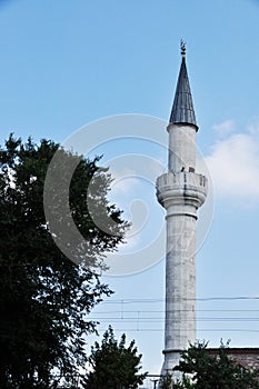 Beautiful minaret against the blue sky.