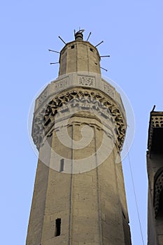 The beautiful minaret of mosque in muiz street