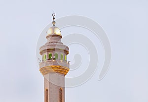 Beautiful Minarets of Al Fateh Mosque of Bahrain in evening time