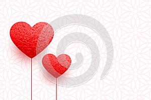 Beautiful minimal two hearts valentines day background