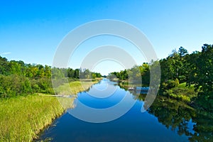 Beautiful Mississippi River flows north toward Bemidji Minnesota