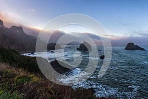 Beautiful misty morning over Pacific Californian coast line