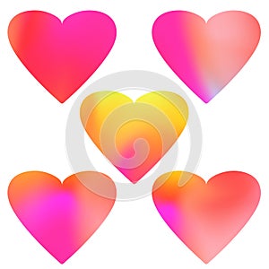 Beautiful mobile app mild color gradient hearts collection photo