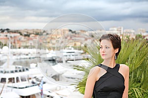 Beautiful model on the balcony of Palais des Festi