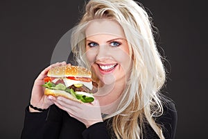 Beautiful model with Burger