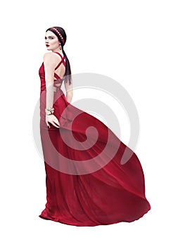 Beautiful model in red dress