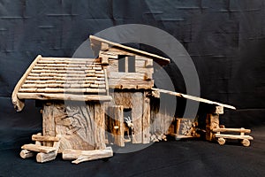a beautiful model of a rurally- managed alphouse of old wood
