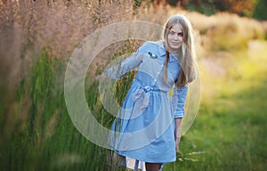 Beautiful Model Teenage girl on grass