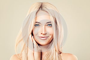 Beautiful Model Woman with Healthy Skin and Blonde Hair