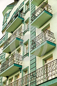 Beautiful modern building in light green color